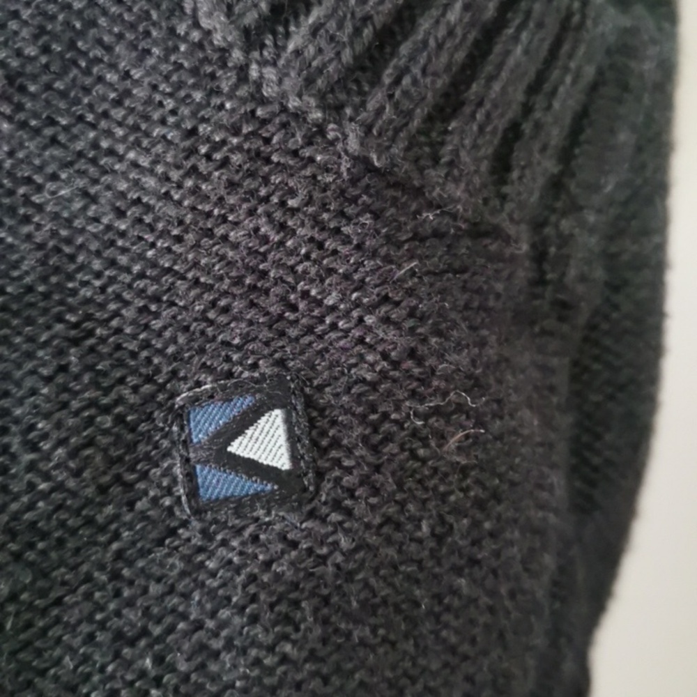 Mens KOLBY gray knit pullover hoodie henley preppy sweater/pockets. Size Large - Picture 6 of 8
